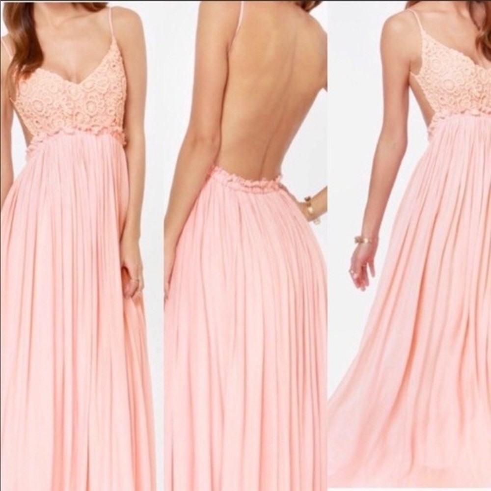 L’Atiste by Amy Pink Crochet Backless Dress Size Small Brand New
